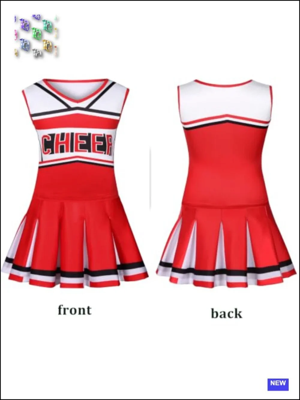 Girls Cheerleader Costume Set with Top Skirt Pom Poms Bow Socks Halloween Party